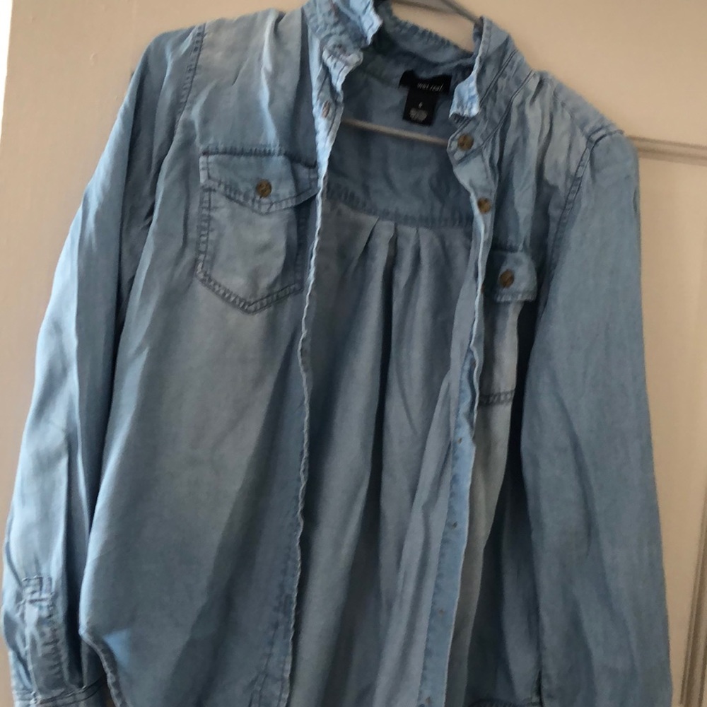 Button up blue jean blouse